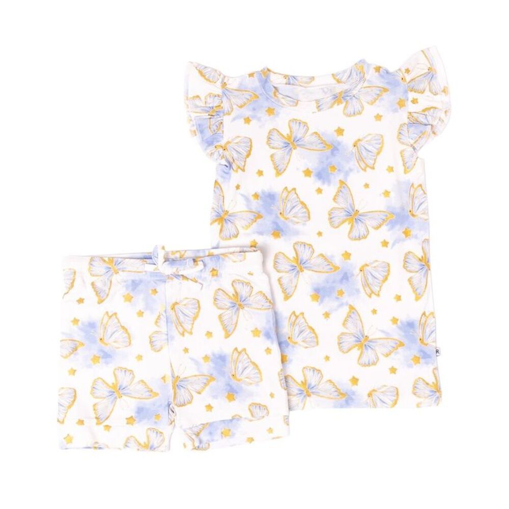 Bums & Roses Girls  Wish Upon A Wing Cap Sleeve Shirt & Short, Multicolor